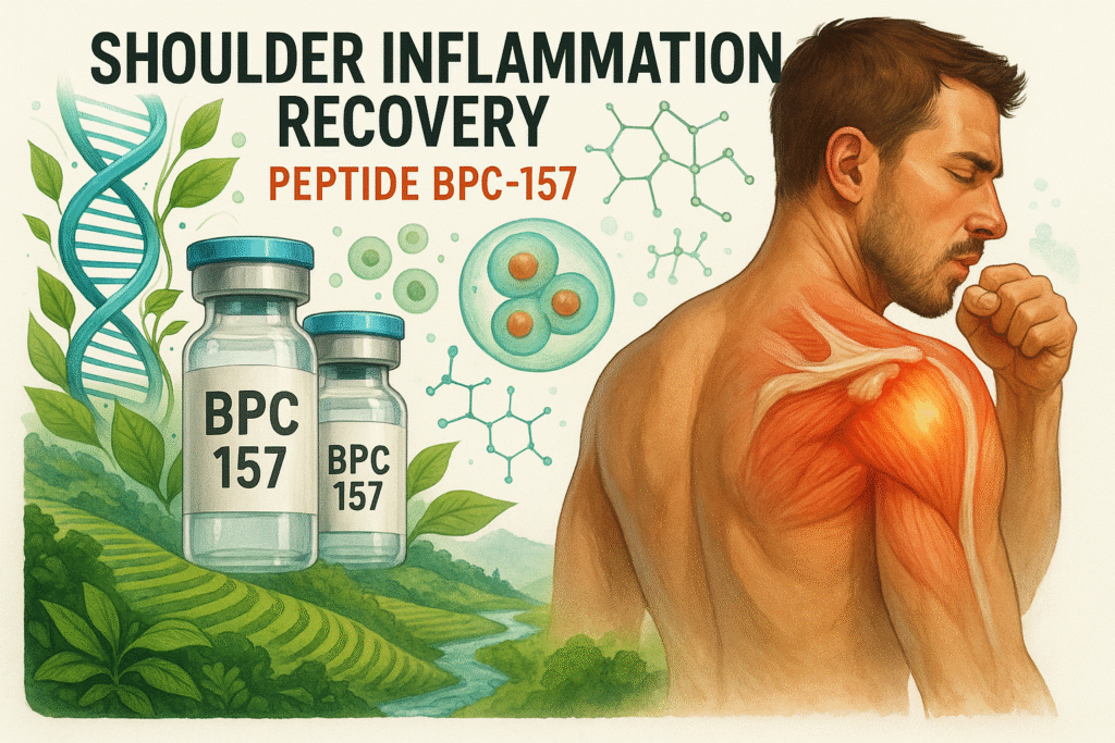 Peptide BPC-157 molecule reducing shoulder inflammation